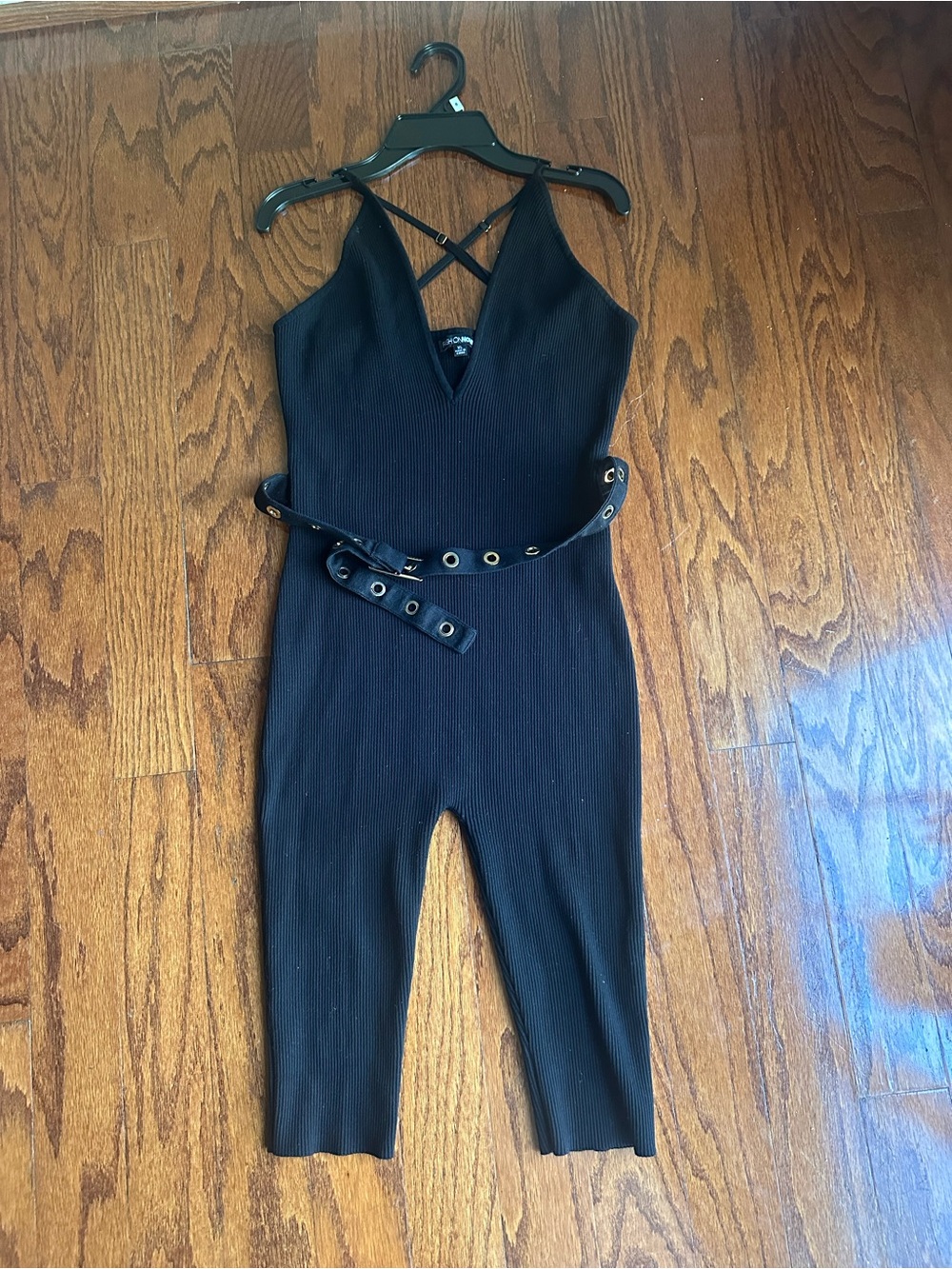 Fashion Nova Black Romper One-Piece with Eyelet Belt Size XL